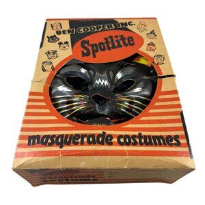 Ben Cooper Halloween Mask and Costume Black Cat Child Size L Vintage 1960s